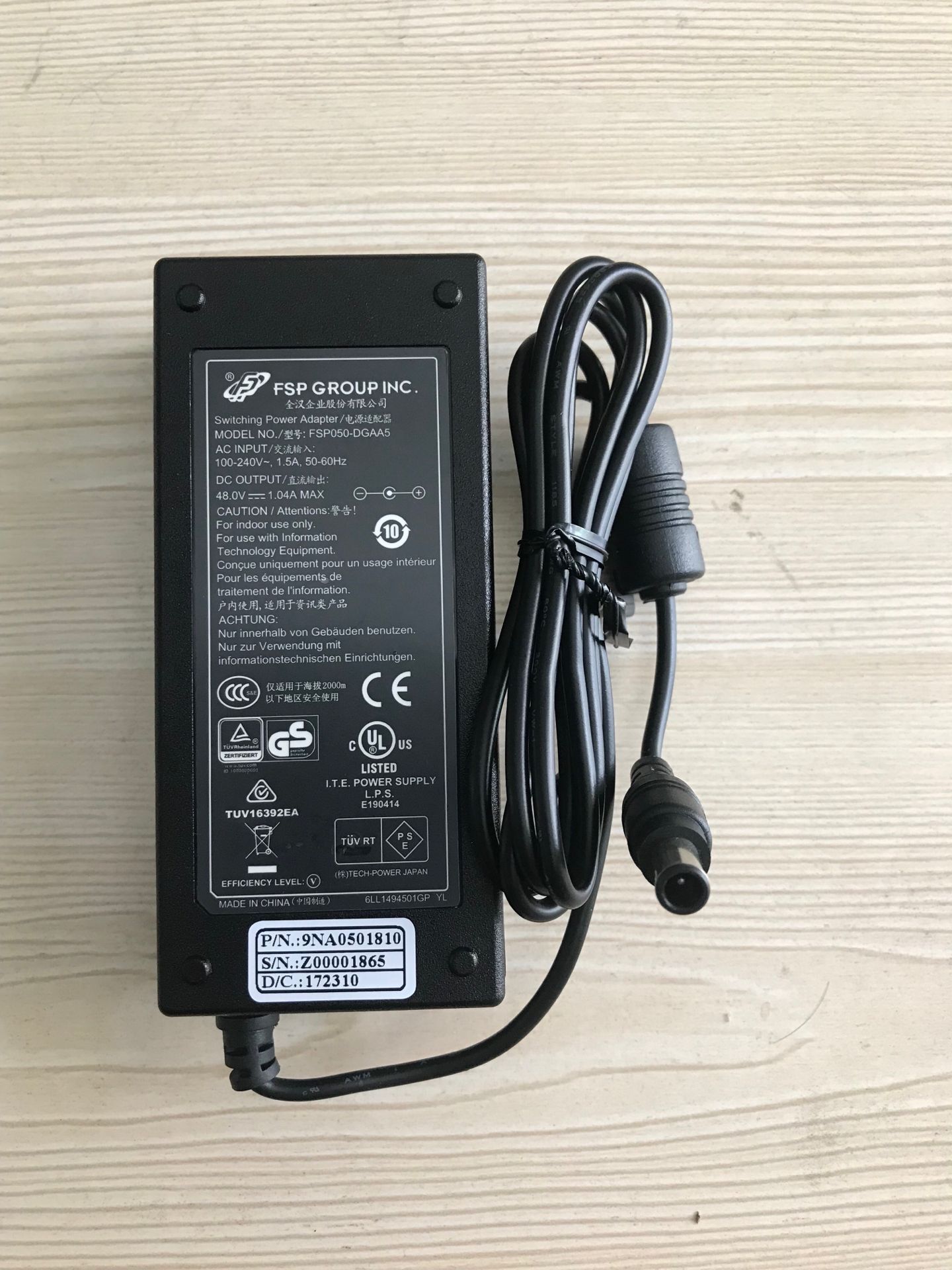 New FSP FSP050-DGAA5 48V 1.04A Switching Power Adapter for Lorex DNR204P1